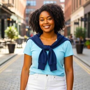 J. Crew Womens Blue Short-sleeve V-neck girlfriend tee